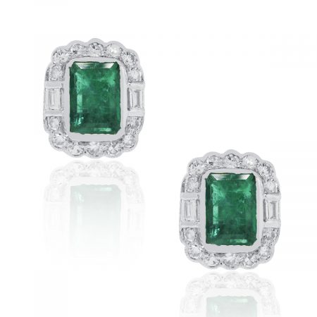 white gold emerald earrings
