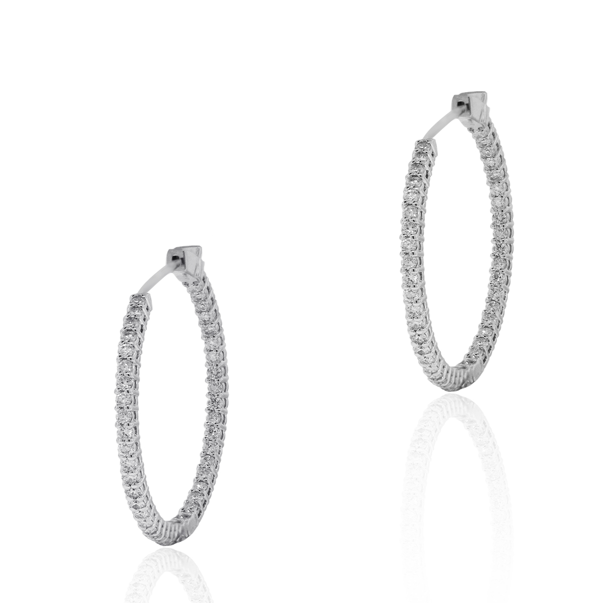 14k White Gold 2.50ctw Inside Out Diamond Hoop Earrings