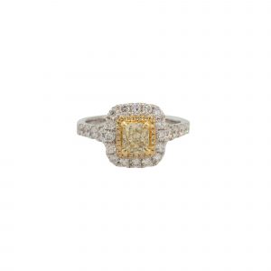 18k Two Tone 1.08ctw Yellow Diamond Engagement Ring