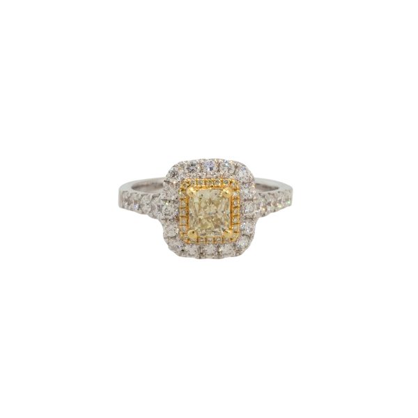 18k Two Tone 1.08ctw Yellow Diamond Engagement Ring