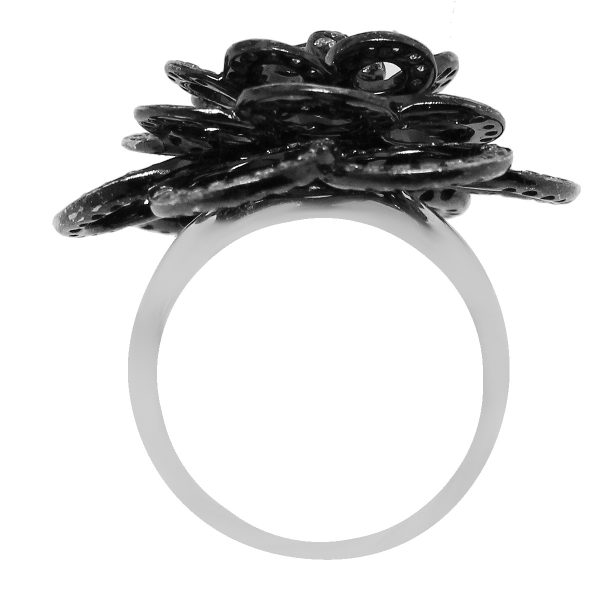 18k White Gold 2.70ctw Black Diamond Rose Ring