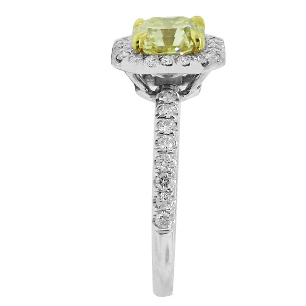18k White Gold 1.52ct Fancy Yellow GIA Certified Diamond Ring