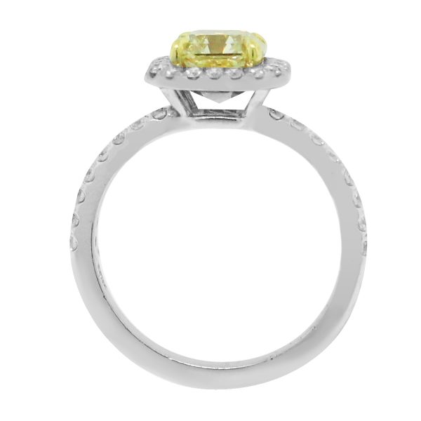 18k White Gold 1.52ct Fancy Yellow GIA Certified Diamond Ring