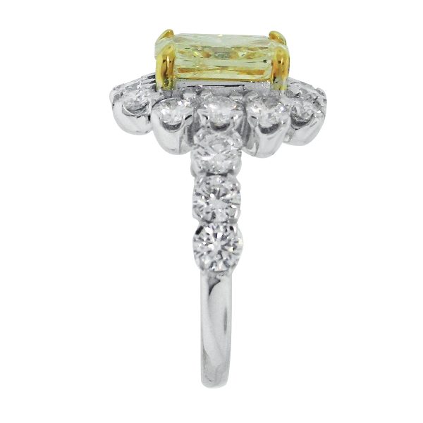 Platinum 2.96ct Fancy Yellow Radiant Diamond Engagement Ring
