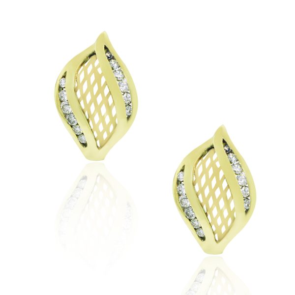 14k Yellow Gold 0.30ctw Diamond Shell Huggie Earrings