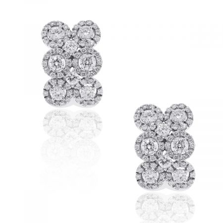 18k White Gold 2.40ctw Diamond Multi Stone Circle Earrings