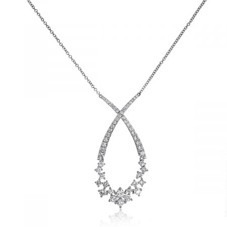 Gabriel Amavida 18k White Gold 1.36ctw Diamond Waterfall Necklace
