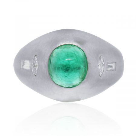 Platinum emerald diamond ring