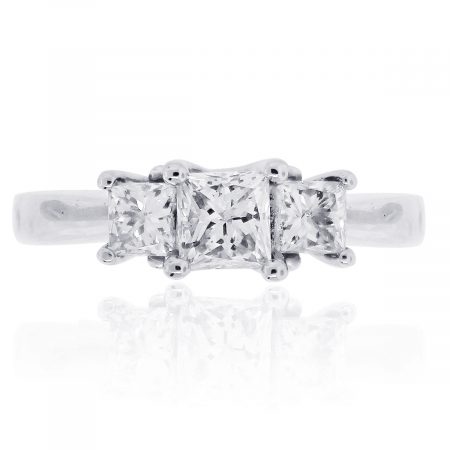 White Gold 3 Stone Engagement Ring