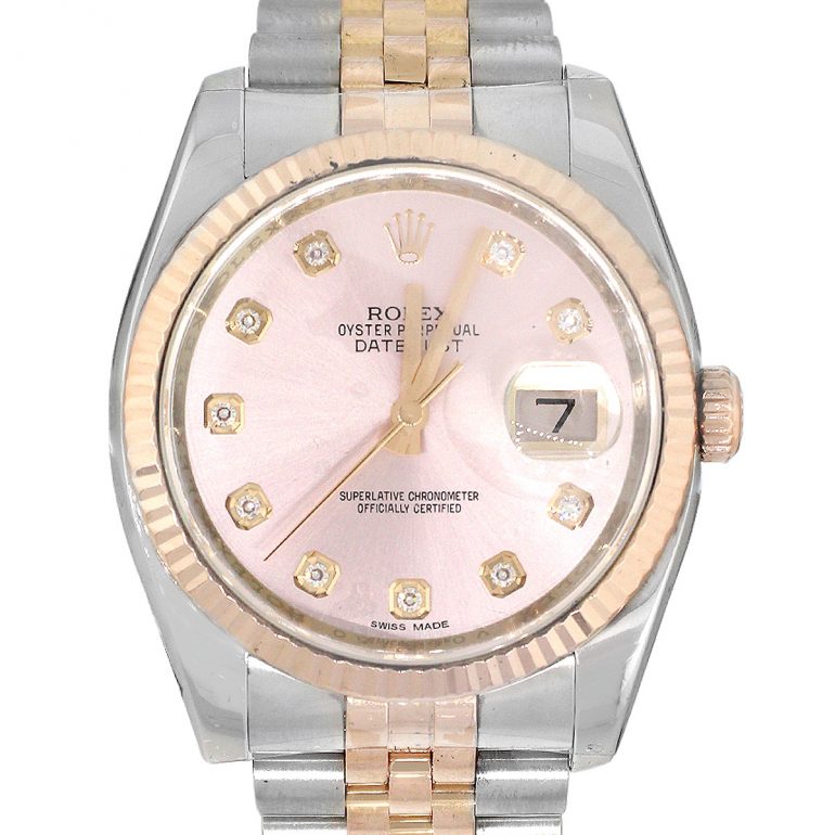Rolex 116231 Two Tone Pink Diamond Dial Watch