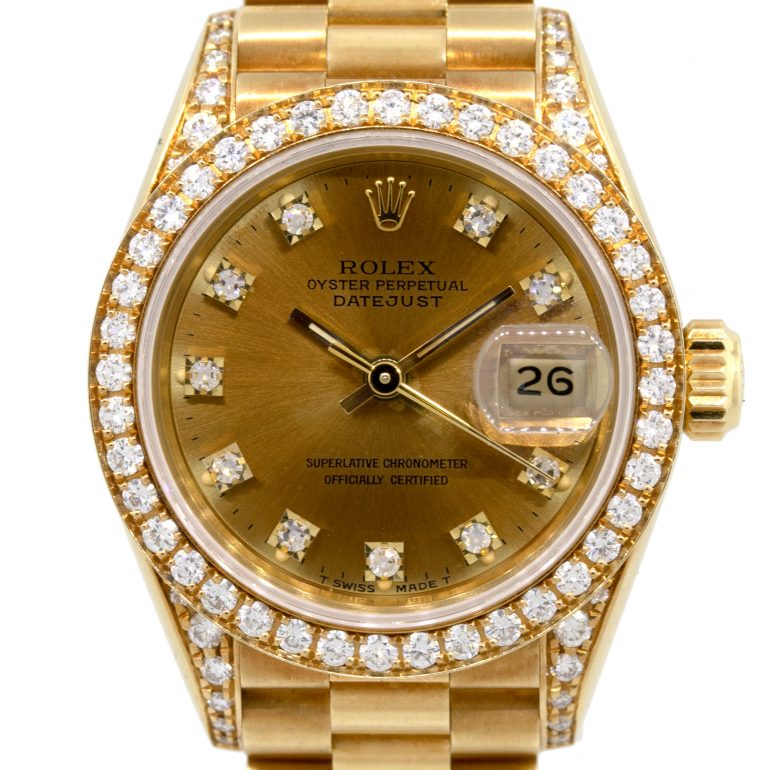 Rolex 69158 Datejust 18k Yellow Gold 26mm Diamond Ladies Watch