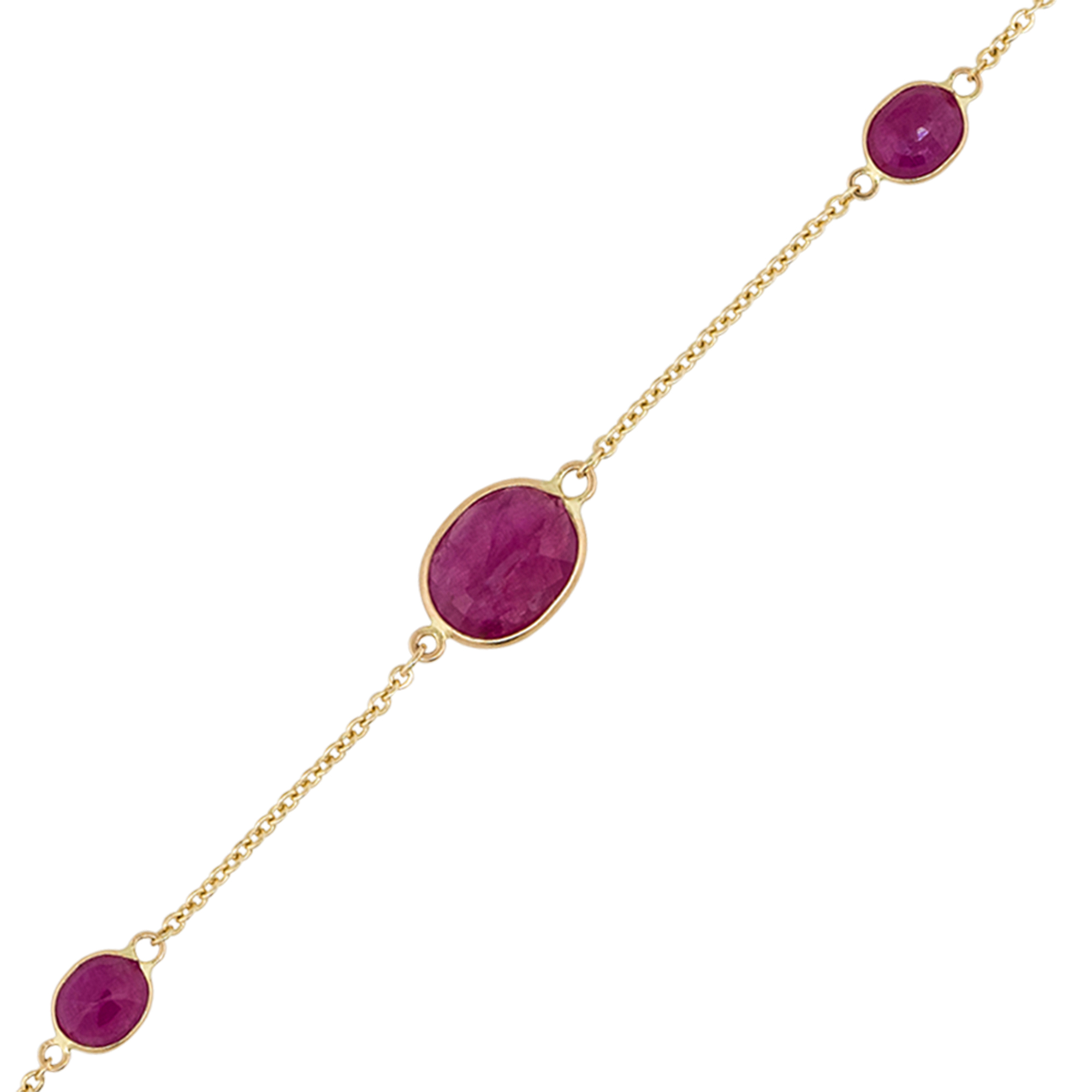 Gemstone Bezel-Set Bracelet 14K Yellow Gold / Ruby