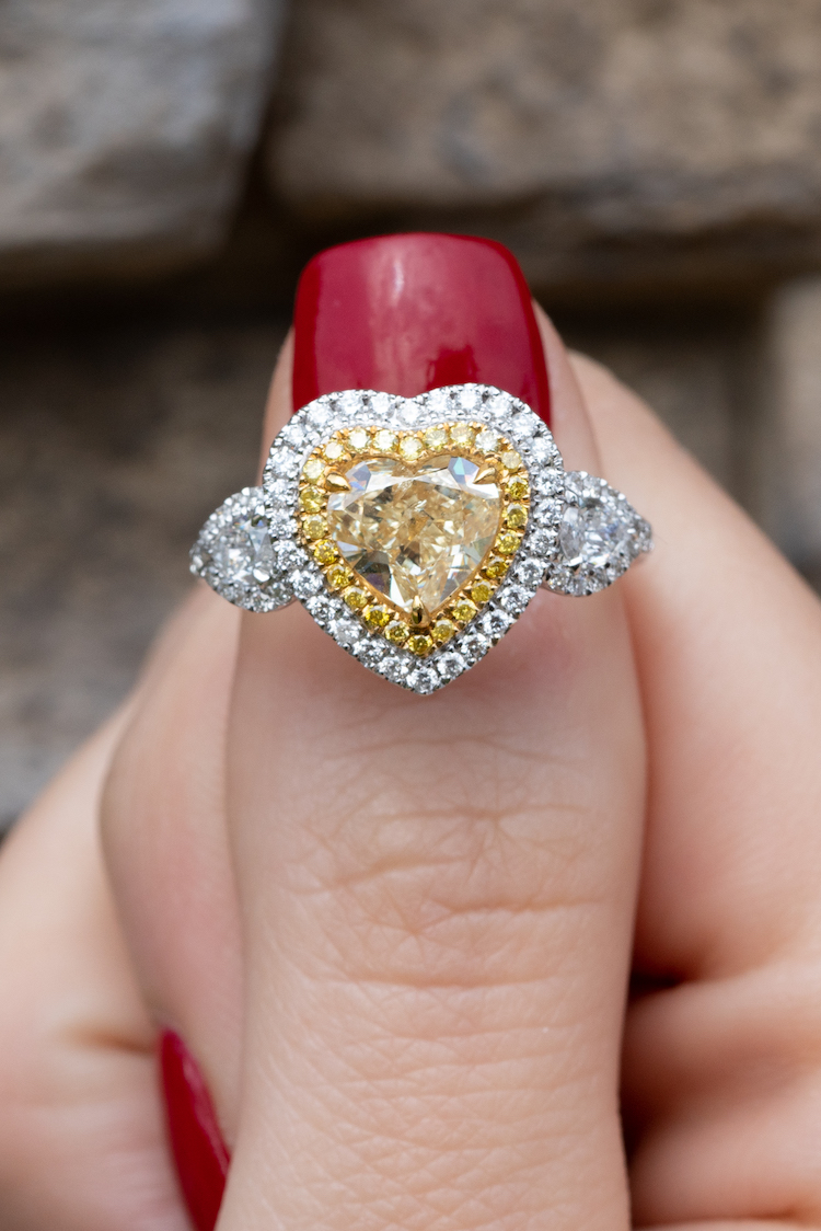 heart shaped yellow diamond rings