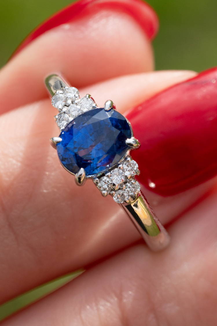 sapphire ring with diamond side stones