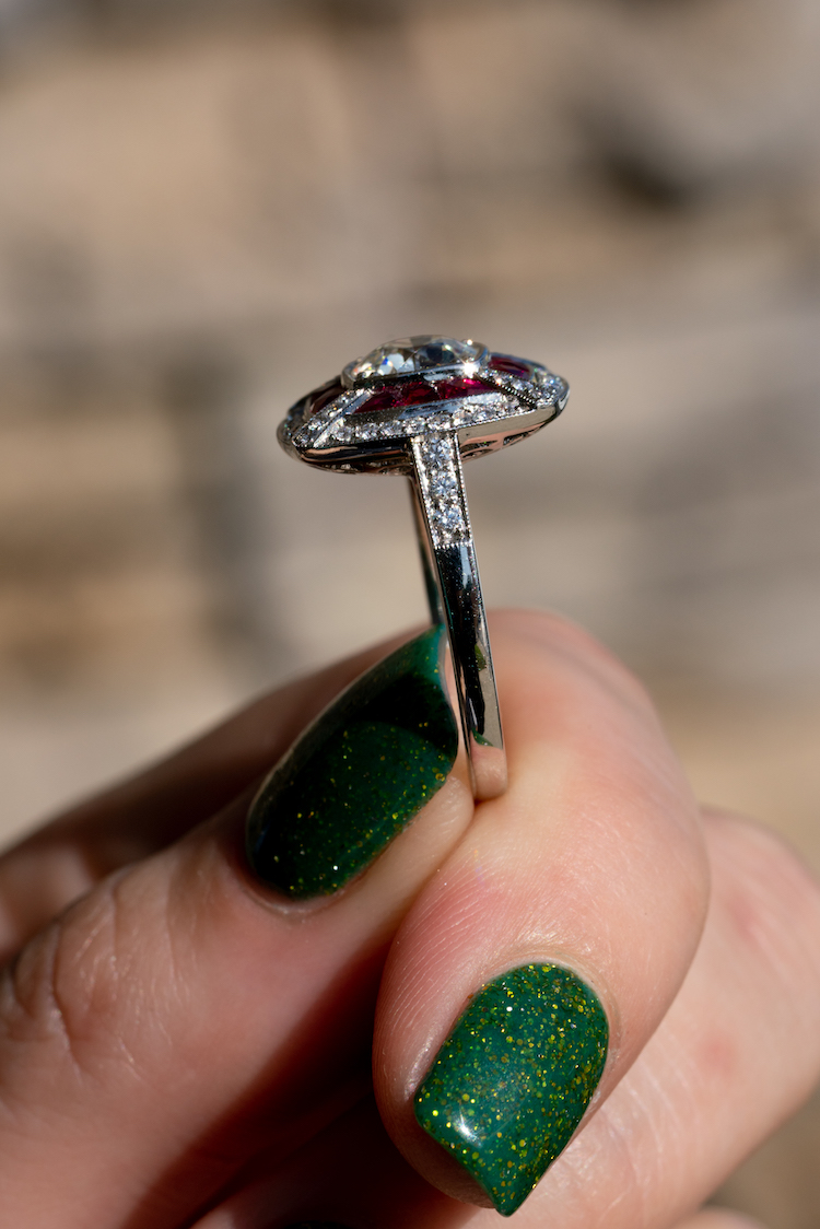 precious gemstone ring with rubies