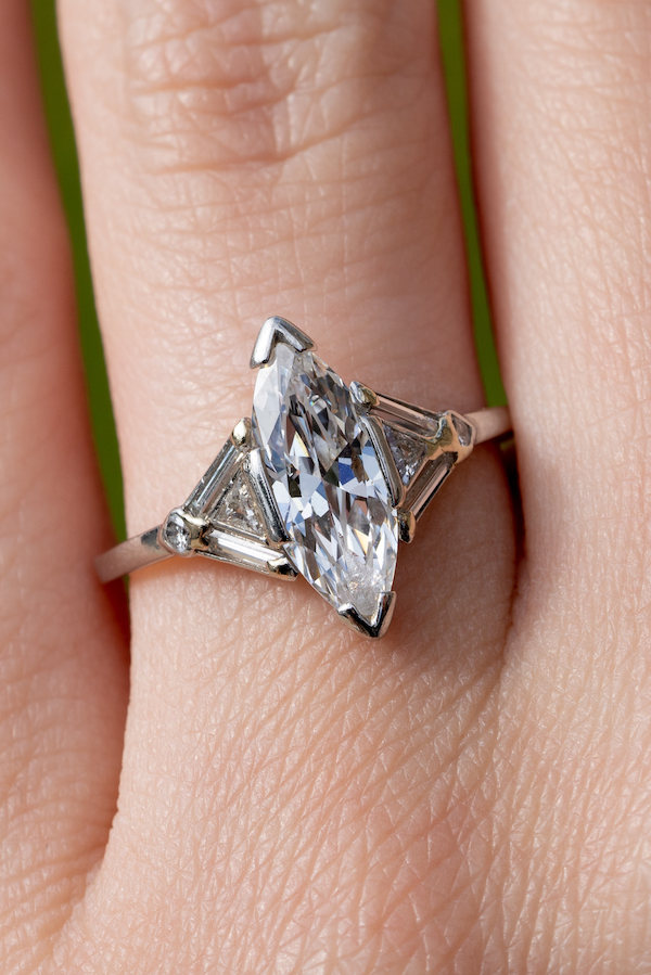 Art Deco marquise cut diamond ring