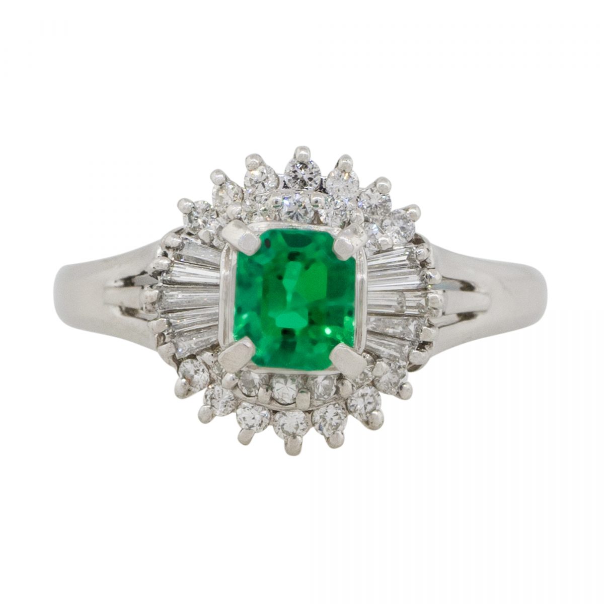 Platinum 11.98ct Colombian Emerald and Diamond Cocktail Ring