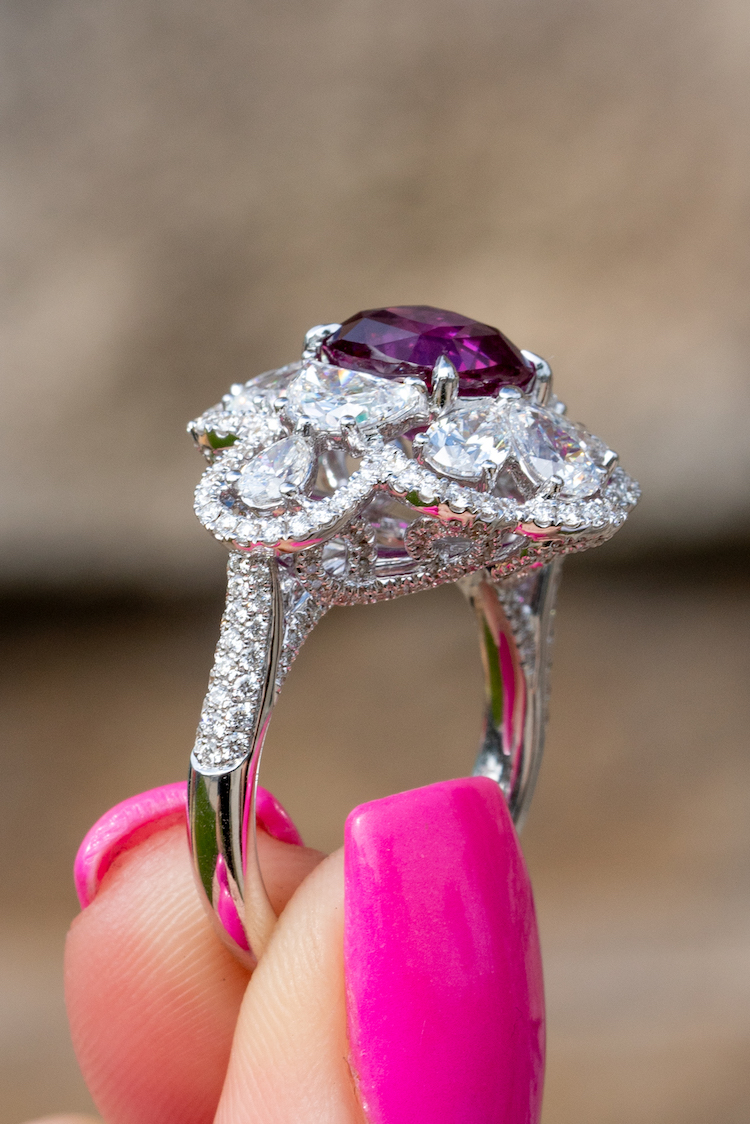 purplish-pink sapphire ring