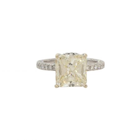 GIA Certified 18k White Gold 6.51ct Square Radiant Engagement Ring