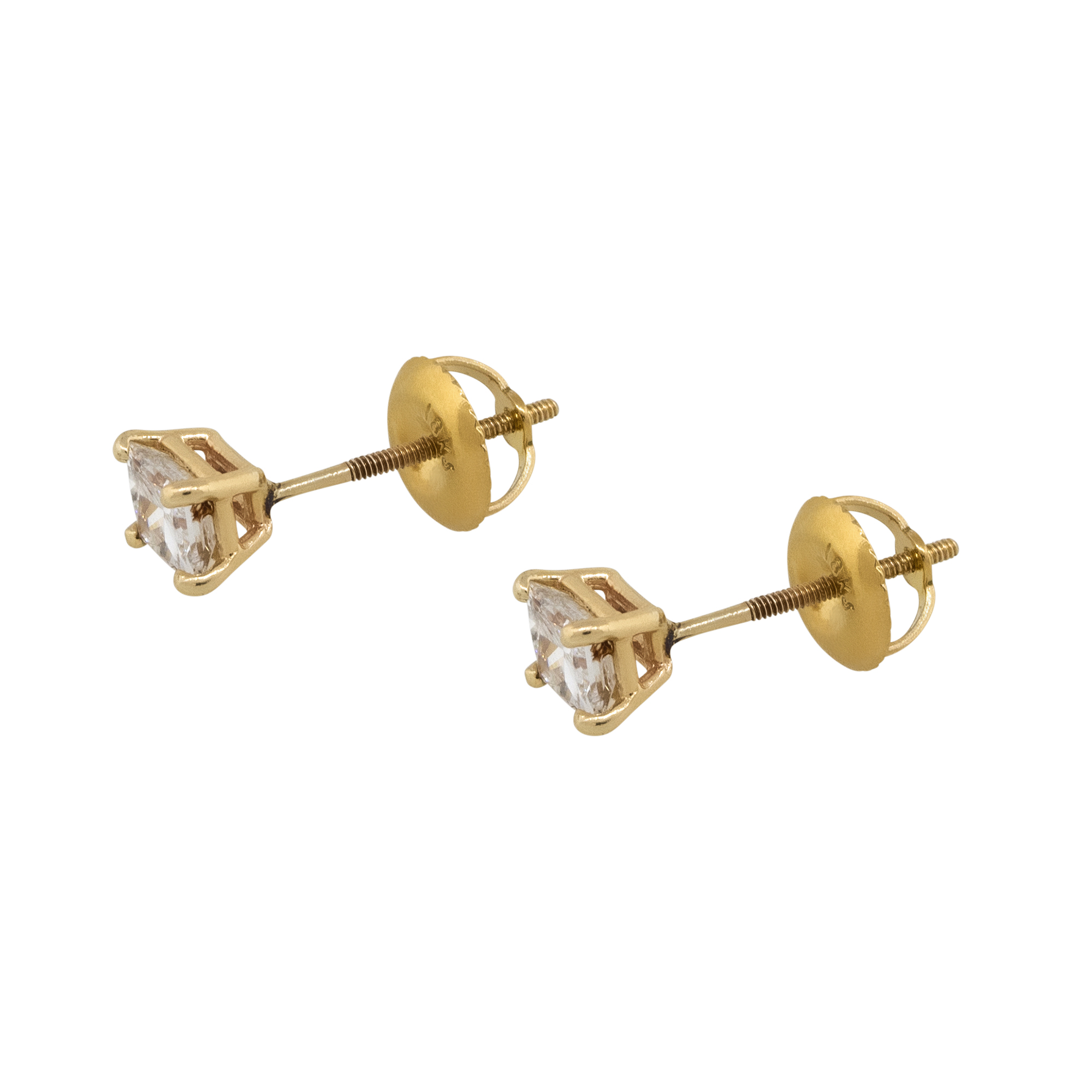 14k Yellow Gold 0.50ctw Radiant Cut Diamond Stud Earrings