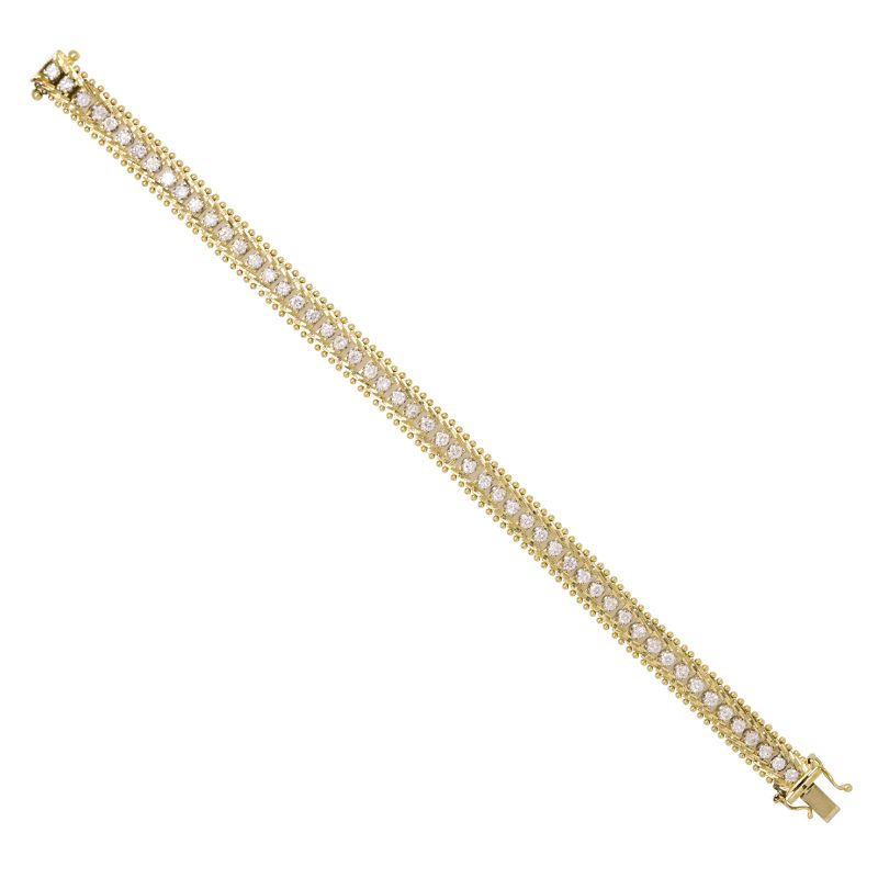 14k Yellow Gold Natural 3.70 Carat Diamond Antique Mesh Bracelet