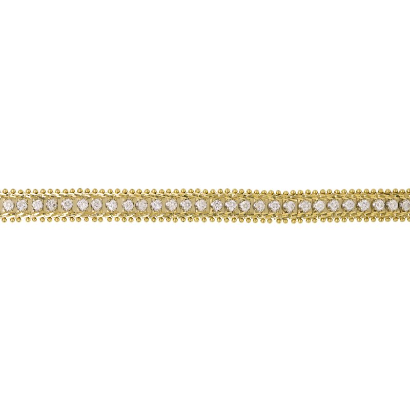 14k Yellow Gold Natural 3.70 Carat Diamond Antique Mesh Bracelet