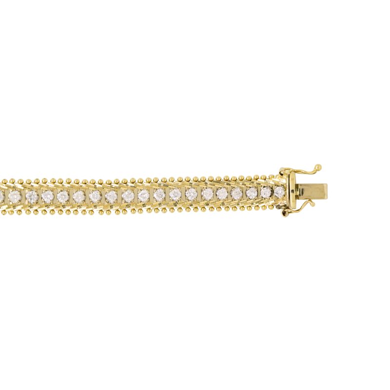 14k Yellow Gold Natural 3.70 Carat Diamond Antique Mesh Bracelet