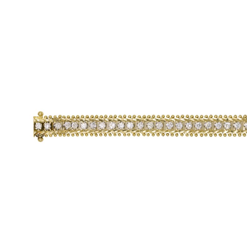 14k Yellow Gold Natural 3.70 Carat Diamond Antique Mesh Bracelet