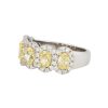 18k White Gold 2.42ctw Five Oval Fancy Yellow Diamond Halo Ring
