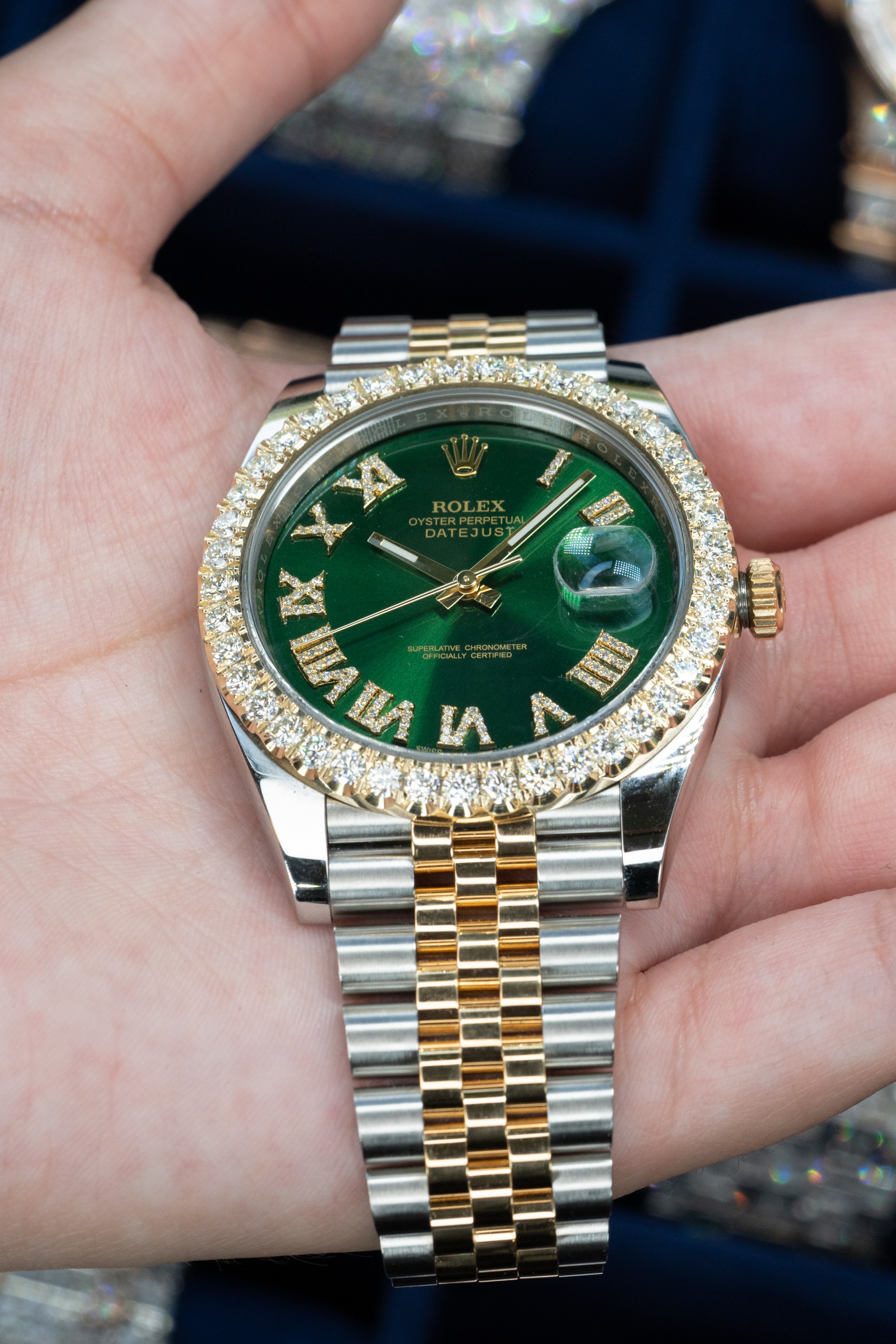 Rolex Datejust Green Roman watch
