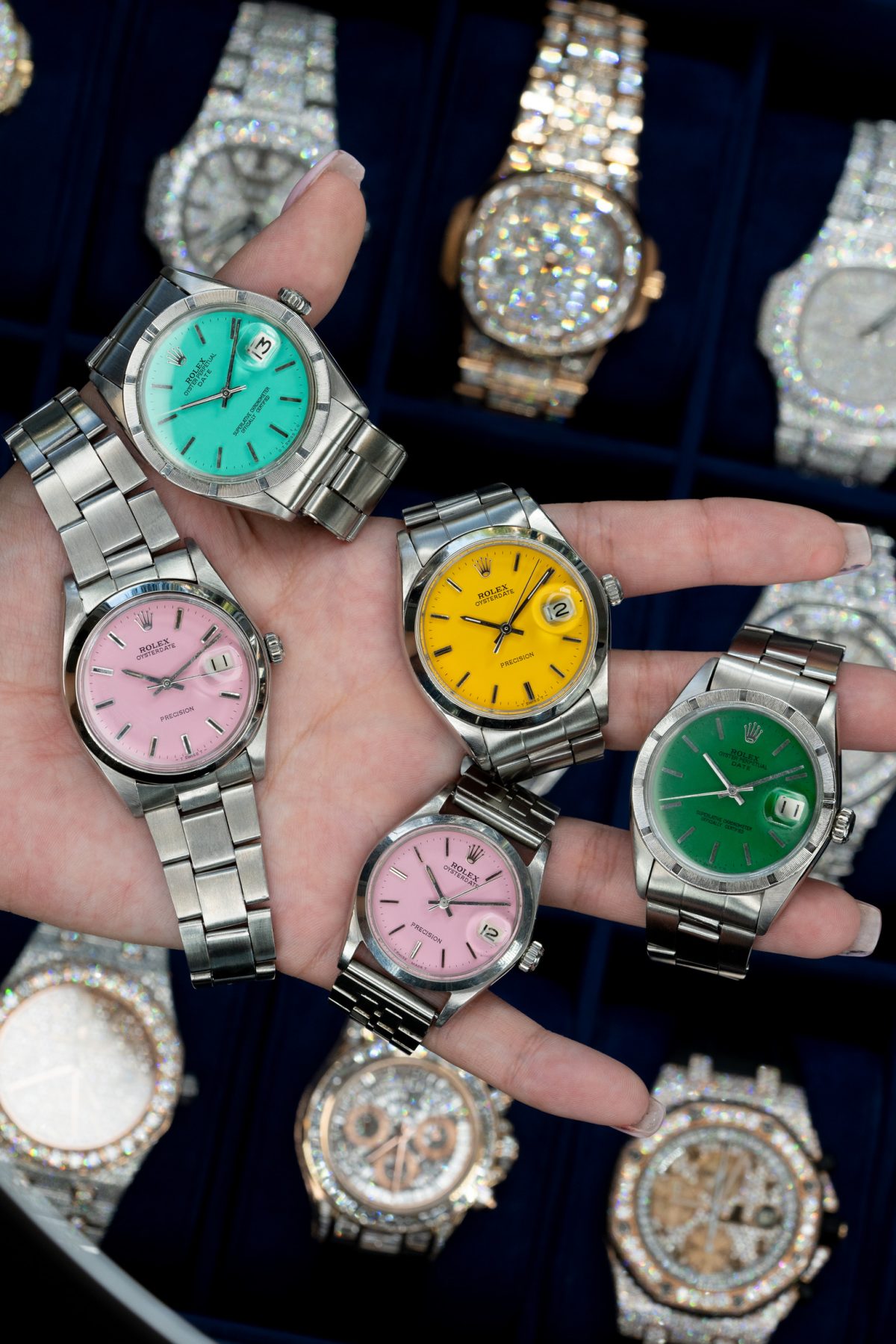 vintage Rolex watch with aftermarket Stella dials