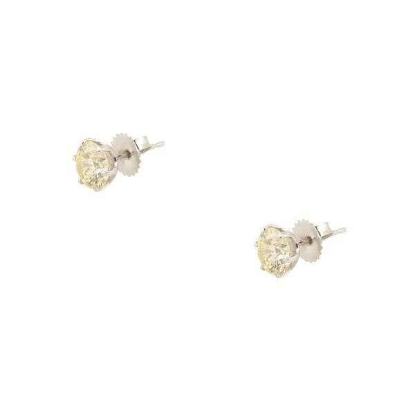 18k White Gold 3.08ctw Diamond Stud Earrings