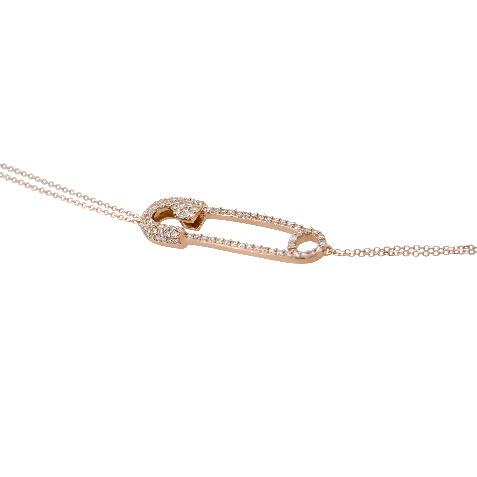 18KT Rose Gold Pave Diamond End Cap Corrugated Cuff Bangle Bracelet – LSJ