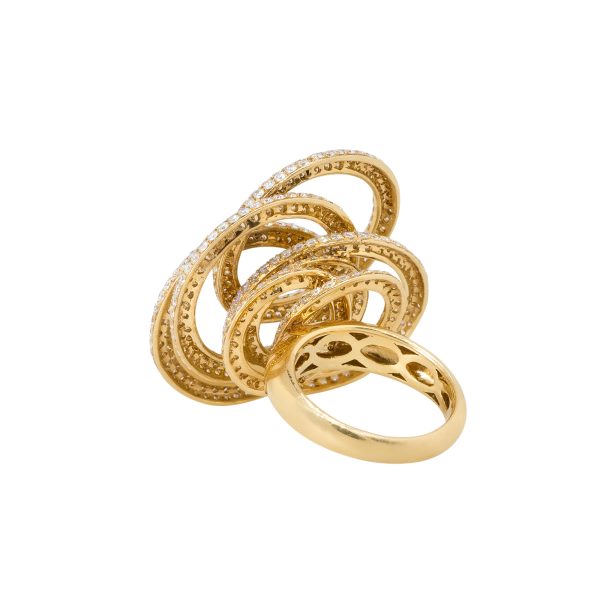 18k Yellow Gold 7.19ctw Diamond Pave Multi Circle Ring