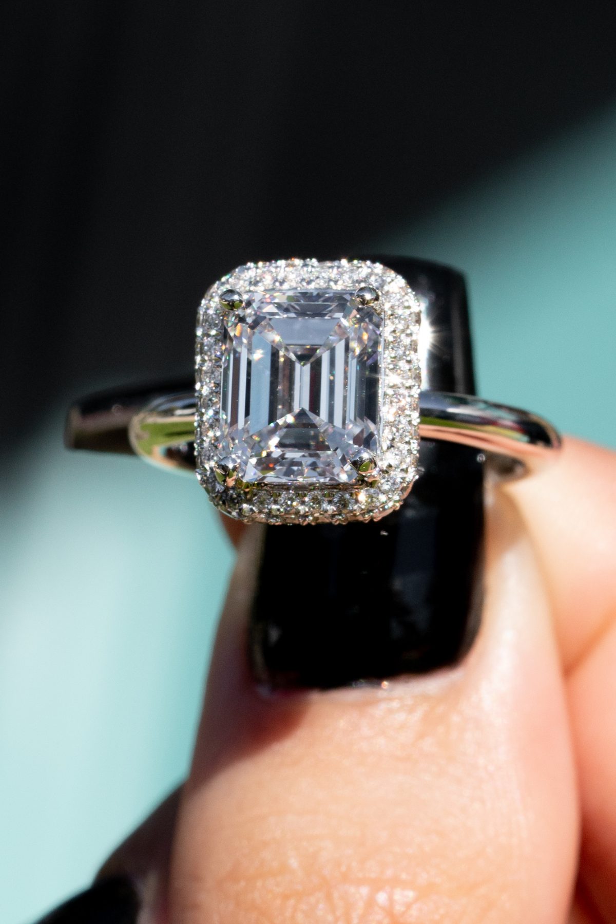 What is special about the emerald halo engagement ring?