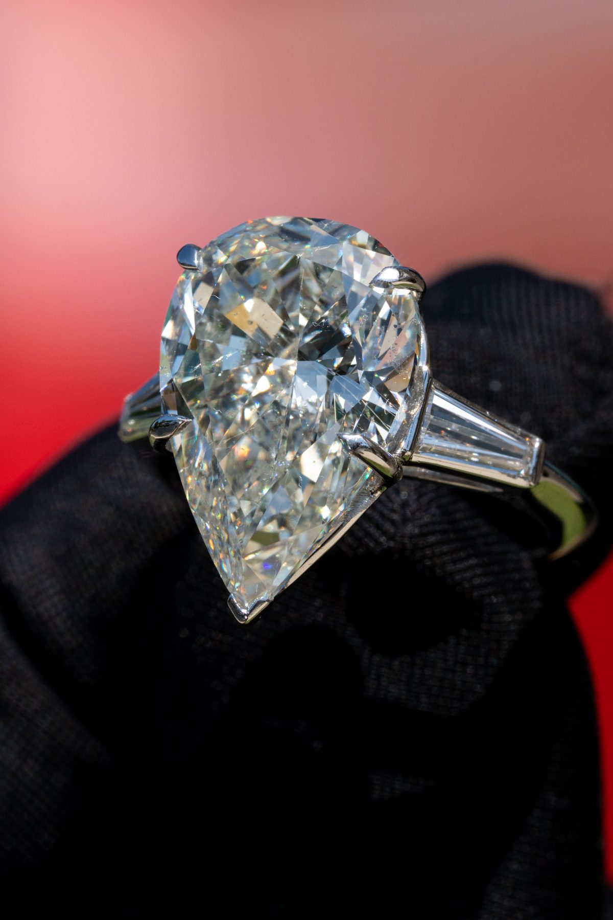 White Pear Cut Diamond Engagement Rings
