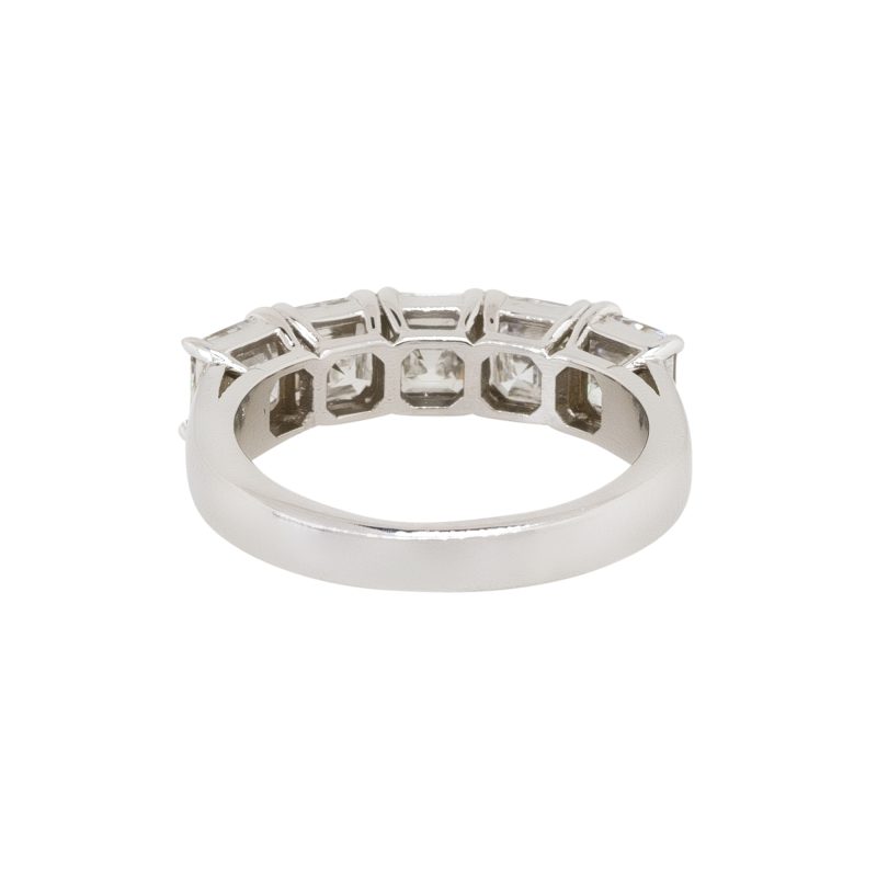 14k White Gold 2.71ctw Asscher Cut Five Diamond Stone Ring