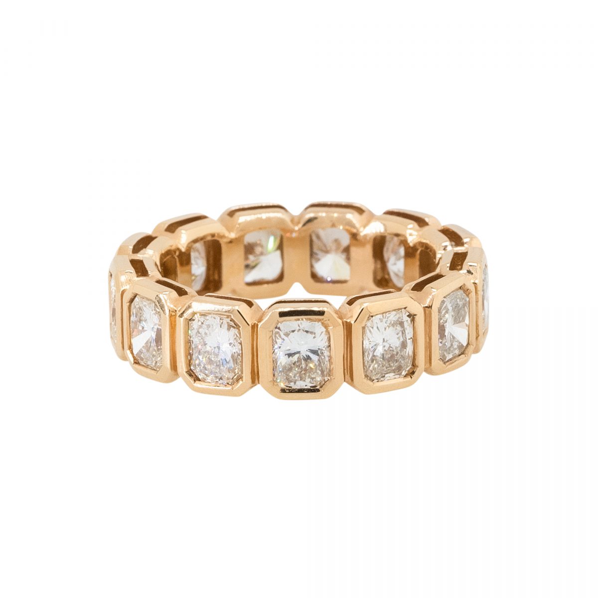 18k Rose Gold 5.12ctw Radiant Cut Diamond Eternity Ring