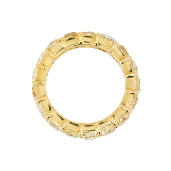 18k Yellow Gold 6.79ctw Cushion Cut Fancy Diamond Eternity Ring