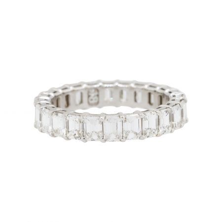 14k White Gold 3.54ctw Emerald Cut Diamond Eternity Band