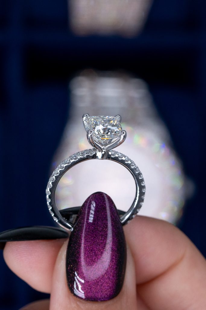 a sparkling white princess cut ring 18k