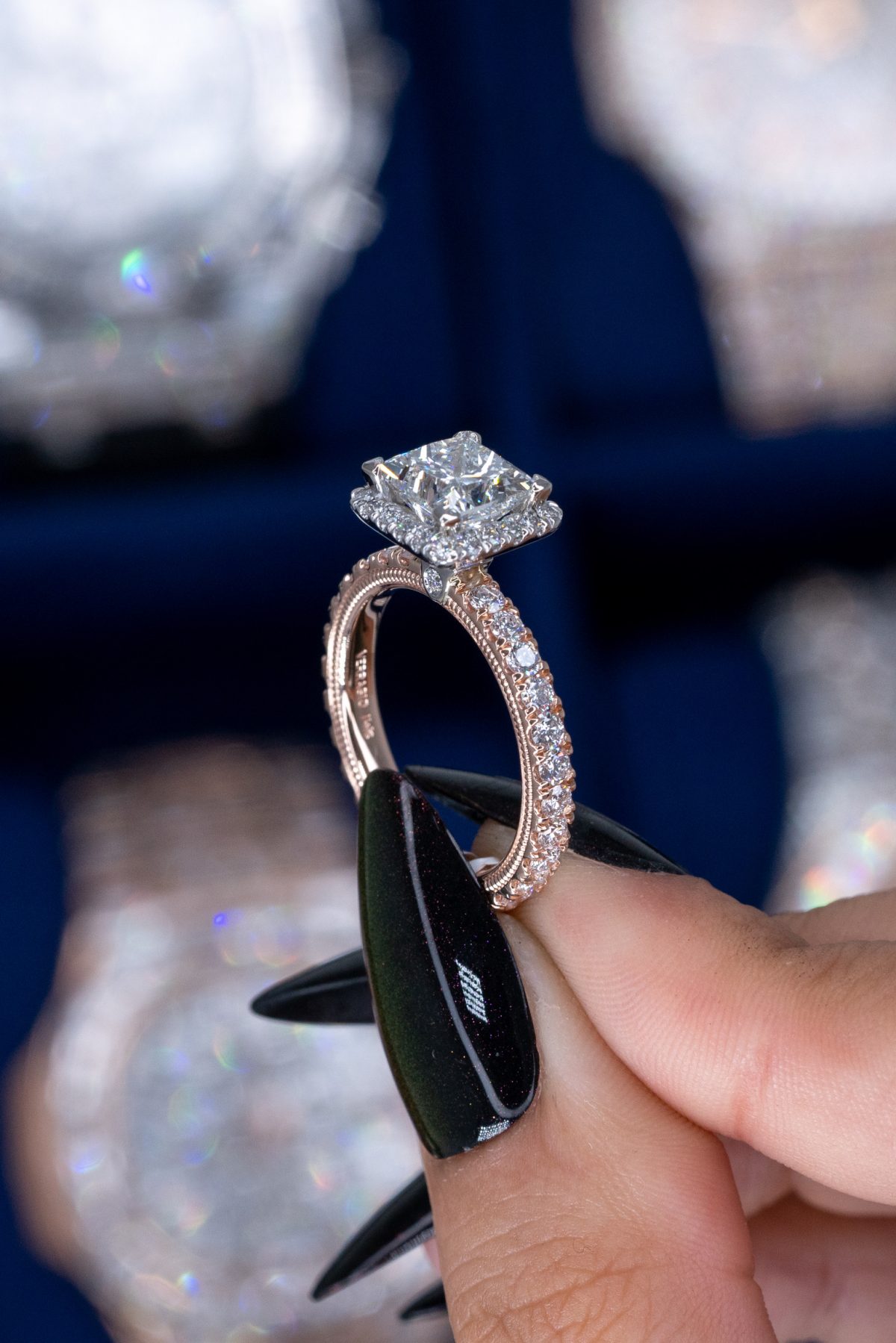 18k White Princess Cut Engagement Ring