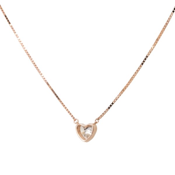 14k Rose Gold 0.67ctw Heart Shape GIA Diamond Pendant Necklace