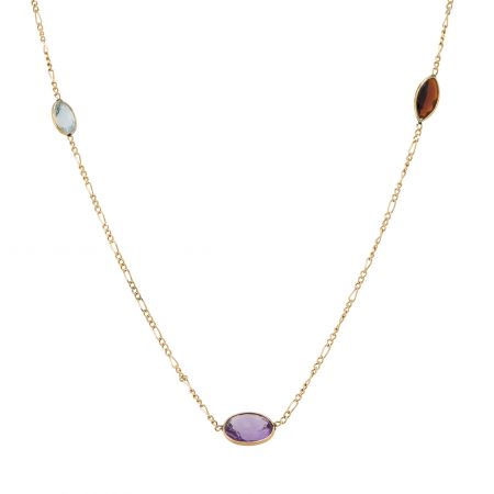 14k Yellow Gold Gemstone By The Yard Multi Stone Necklace