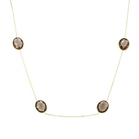 14k Yellow Gold Bezel Set Quartz Long Necklace