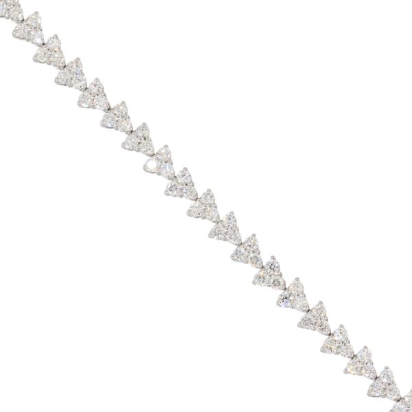 18k White Gold 4.21ctw Diamond Three Stone Tennis Bracelet