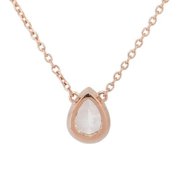 14k Rose Gold 0.95ctw Pear Shape Diamond Pendant Necklace