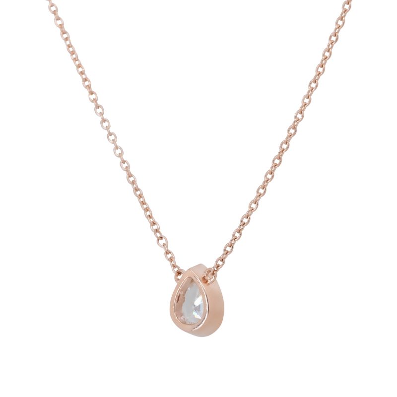14k Rose Gold 0.95ctw Pear Shape Diamond Pendant Necklace