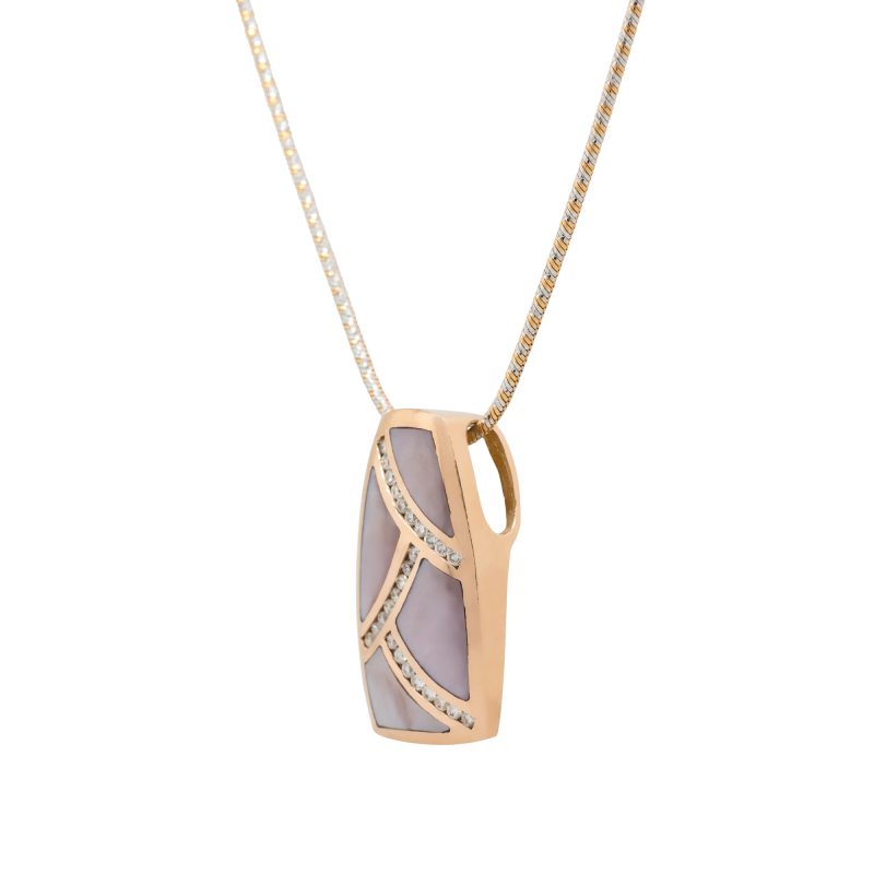 14k Rose Gold 0.60ctw Diamond & Mother of Pearl Pendant Necklace