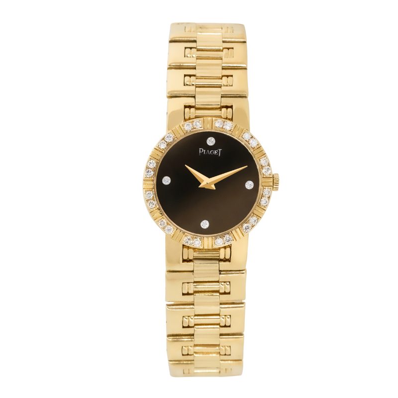 Piaget 80564 K 81 18k Yellow Gold Black Diamond Dial Ladies Watch